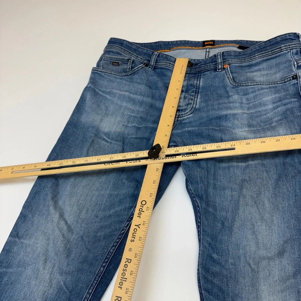 Hugo Boss Jeans Mens 36x29 Blue Taber Tapered Fit Denim Designer Luxury